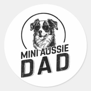 Sticker Rond Mini Aussie Papa Chien Propriétaire Dons Pour Homm