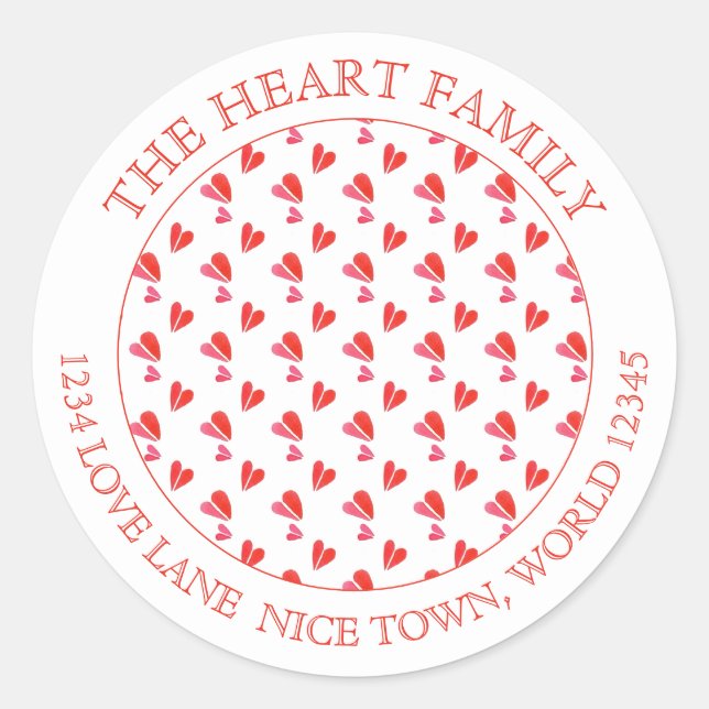 Sticker Rond MINI COEURS Gros joints ronds d'enveloppe (Devant)