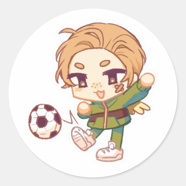 Sticker Rond Mini défenseur divin (Devant)