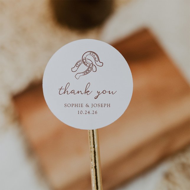 Sticker Rond Mini-fer à cheval | Mariage Brown et blanc (Créateur téléchargé)