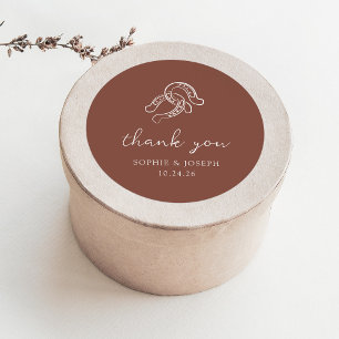 Sticker Rond Mini-fer à cheval   Mariage Brown rustique