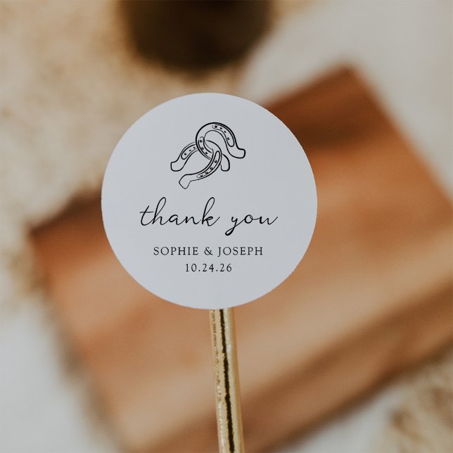 Sticker Rond Mini-fer à cheval | Mariage noir et blanc (Créateur téléchargé)