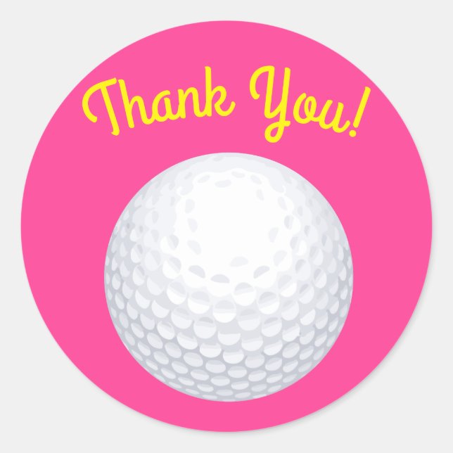Sticker Rond Mini Golf Balls Anniversaire Fête Enfants Rose (Devant)