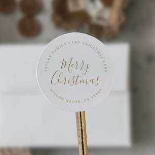 Sticker Rond Mini-or Joyeux Noël Adresse circulaire