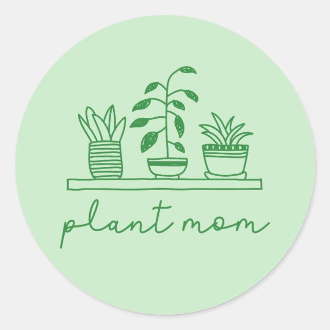 Sticker Rond Mini Plante Maman mignonne Plante (Devant)