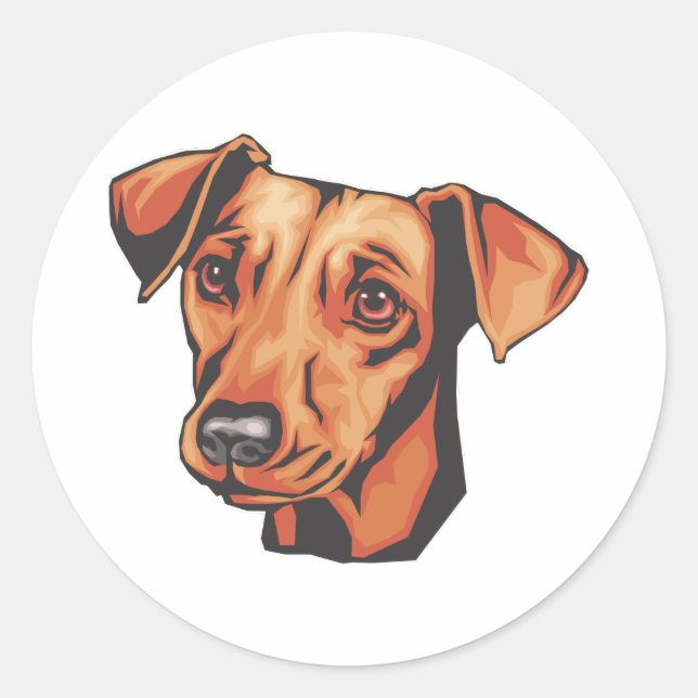 Sticker Rond Miniature de Pinscher (Devant)