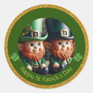 Sticker Rond Miniature Leprechaun St Patrick's Day Merci RS01