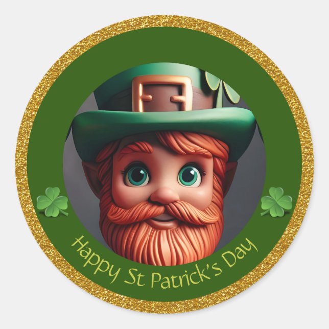Sticker Rond Miniature Leprechaun St Patrick's Day Merci RS03 (Devant)