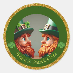 Sticker Rond Miniature Leprechaun St Patrick's Day Merci RS04