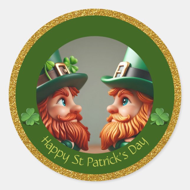 Sticker Rond Miniature Leprechaun St Patrick's Day Merci RS04 (Devant)