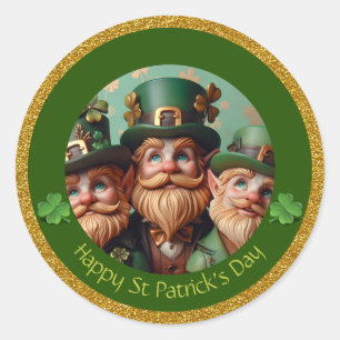 Sticker Rond Miniature Leprechaun St Patrick's Day Merci RS08