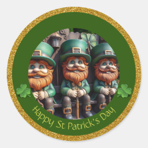 Sticker Rond Miniature Leprechaun St Patrick's Day Merci RS10