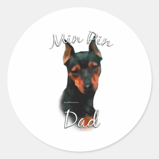 Sticker Rond Miniature Pinscher (noir) Papa 2 (Devant)