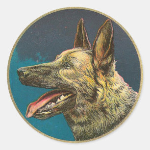 Sticker Rond MINIATURE PORTRAITS DE CHIEN Berger allemand