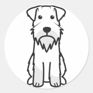 Sticker Rond Miniature Schnauzer Dog Cartoon