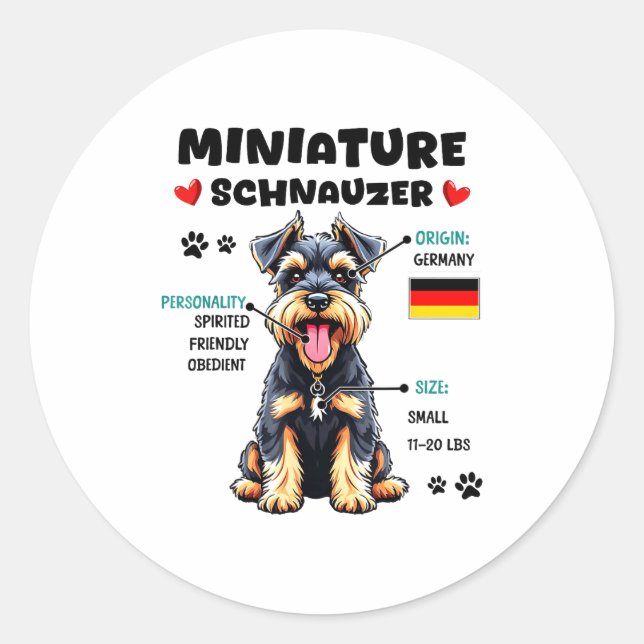 Sticker Rond Miniature Schnauzer Owner Funny Mini Schnauzer Lov (Devant)