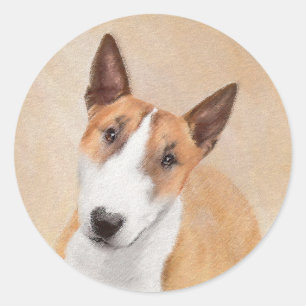 Sticker Rond Miniature Taureau Terrier Peinture - Joli Original