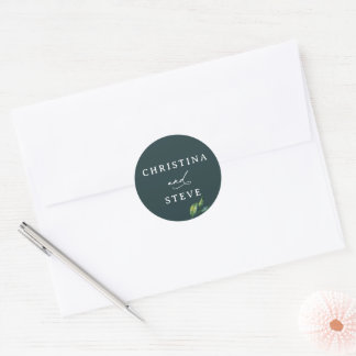Sticker Rond Minimal and Chic Green Wedding