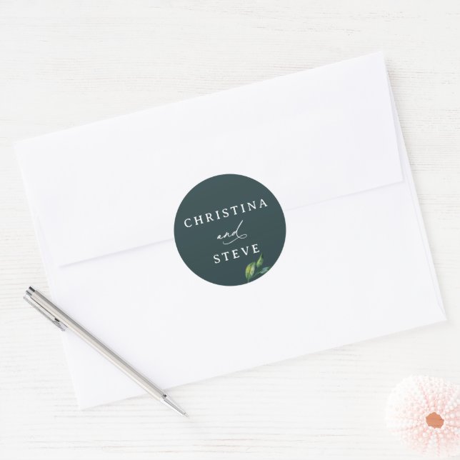 Sticker Rond Minimal and Chic Green Wedding (Enveloppe)