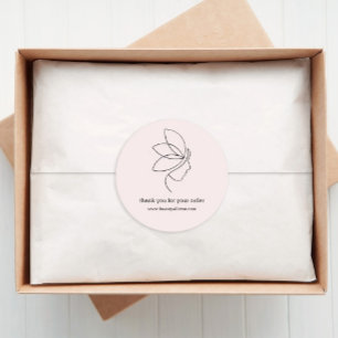 Sticker Rond Minimal, Beauté, Logo, Ligne Art Rose