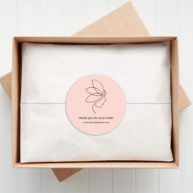 Sticker Rond Minimal, Beauté, Logo, Line Art Blush (Créateur téléchargé)