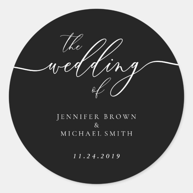 Sticker Rond Minimal Black Simple le Mariage De (Devant)