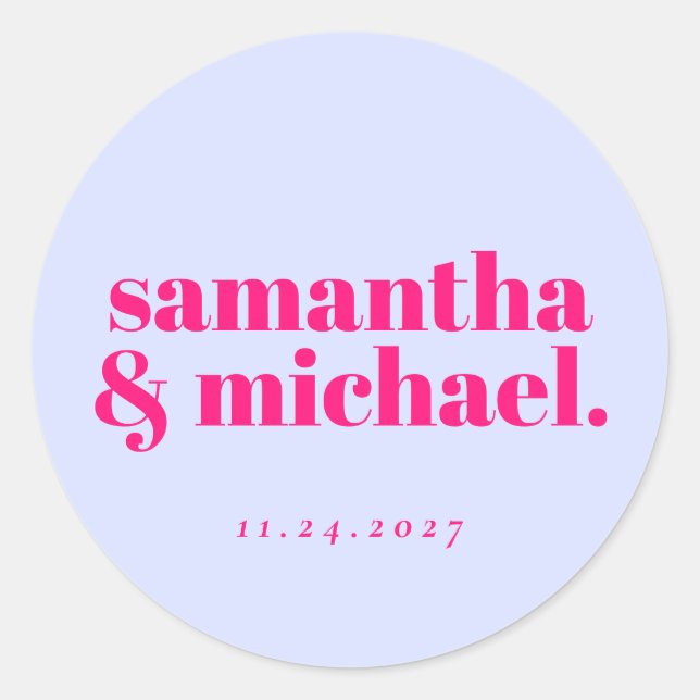 Sticker Rond Minimal Design Lilac Pink typo Welcome (Devant)