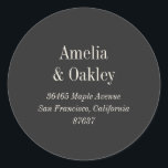 Sticker Rond Minimal Ecru Black Elegant Wedding Adresse de reto<br><div class="desc">Minimaliste Ivory Ecru noir Elegant Mariage personnalisé Adresse de retour Classic Round Sticker</div>