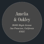 Sticker Rond Minimal Ecru Black Elegant Wedding Adresse de reto<br><div class="desc">Minimaliste Ivory Ecru noir Elegant Mariage personnalisé Adresse de retour Classic Round Sticker</div>