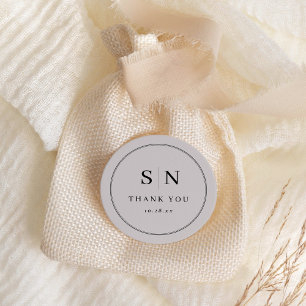 Sticker Rond Minimal et chic   Gris et Mariage noir initial