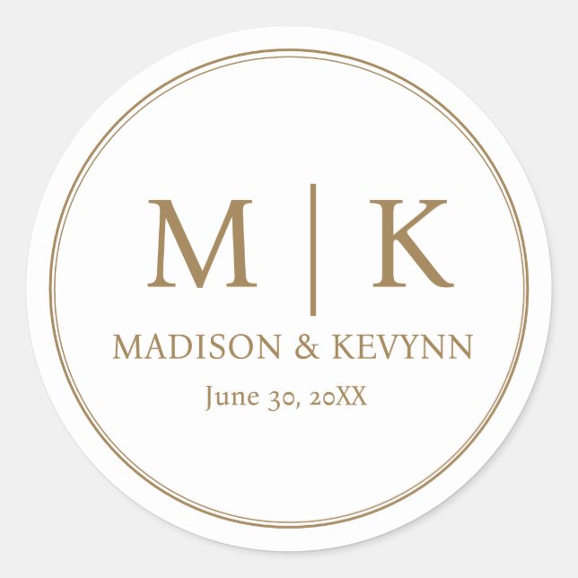 Sticker Rond Minimal et chic | Mariage Monogrammes Classic (Devant)