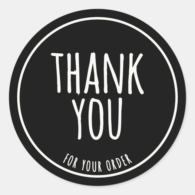 Sticker Rond Minimal Handmade Feel Sage Green Thank You Black (Devant)