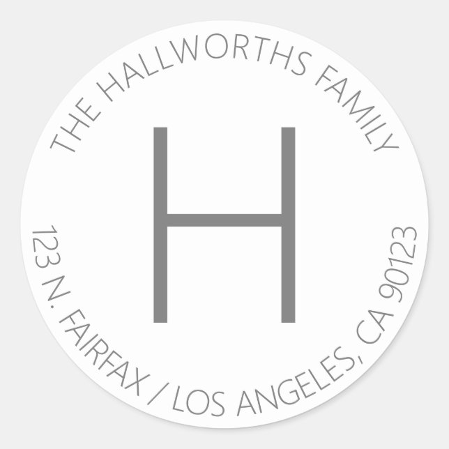 Sticker Rond Minimal moderne blanc et gris (Devant)