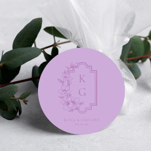 Sticker Rond Minimal moderne   Monogramme Mariage