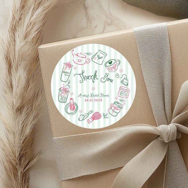 Sticker Rond Minimal Perfect Matcha  Bridal Shower Thank You (Créateur téléchargé)