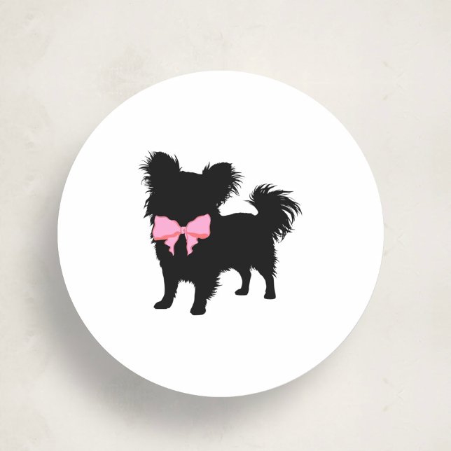Sticker Rond Minimal Pet Silhouette Dog Grooming Classic (Créateur téléchargé)