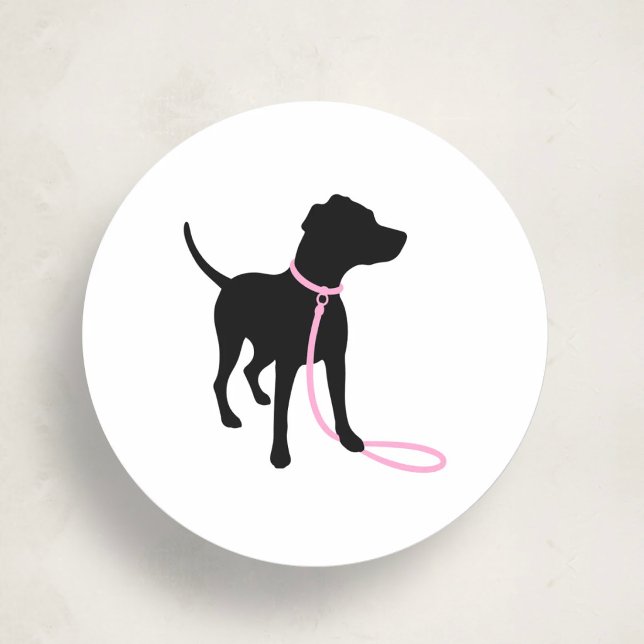 Sticker Rond Minimal Pet Silhouette Dog Walking Classic (Créateur téléchargé)