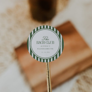 Sticker Rond Minimal "The Bach Club" rayé vert Enterrement de v