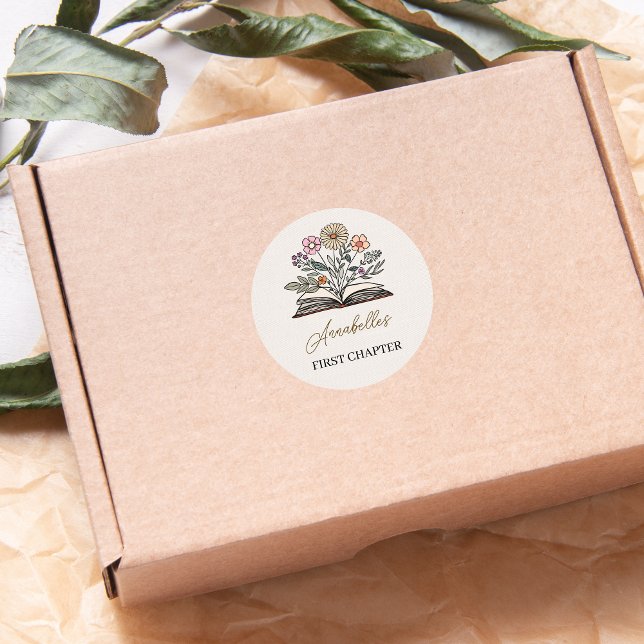 Sticker Rond Minimal Wildflower Whimsical Story Book Themed  (Créateur téléchargé)