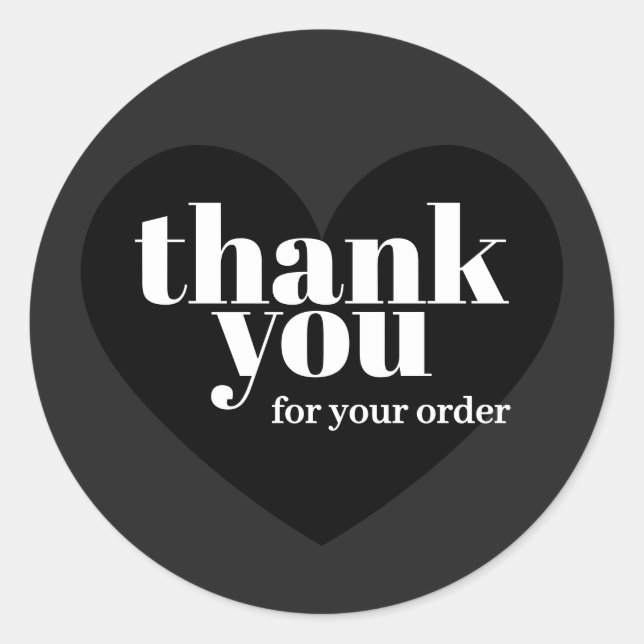 Sticker Rond Minimalist Black Elegant Business Thank You (Devant)