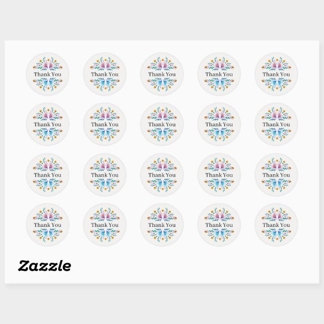 Sticker Rond Minimalist Business Thank You Classic Round Sticke (Feuille)