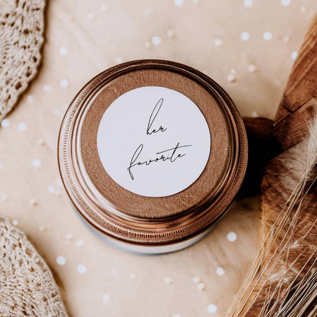 Sticker Rond Minimalist Modern & Whimsical Her Favorite (Créateur téléchargé)