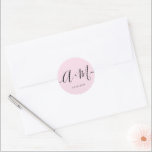 Sticker Rond Minimalist Monogram Script Custom Pink wedding<br><div class="desc">Elevate your wedding details with the Minimalist Monogram Script Custom Wedding Date blush pink Sticker. This elegant and personalized sticker adds a touch of sophistication to your wedding stationery, allowing you to showcase your monogram and wedding date in a simple yet impactful way. The sticker features a minimalist script design...</div>