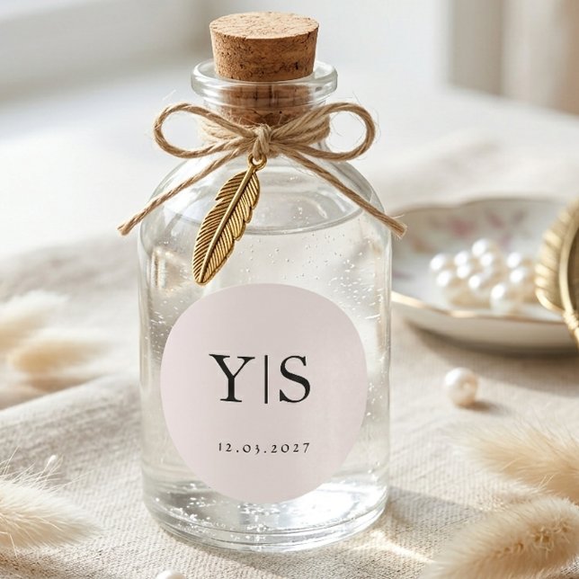 Sticker Rond Minimalist Monogram Wedding Personalized Initials  (Créateur téléchargé)