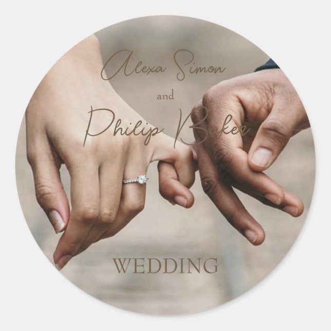 Sticker Rond Minimalist photo collage wedding (Devant)