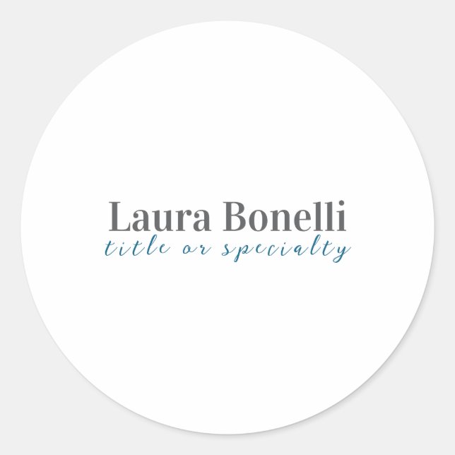 Sticker Rond Minimalist Professional Modern Plain Name Title (Devant)