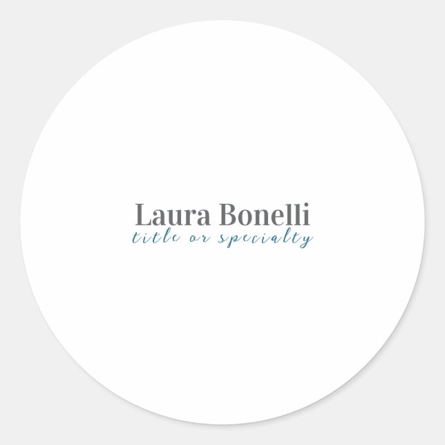 Sticker Rond Minimalist Professional Modern Plain Name Title (Devant)