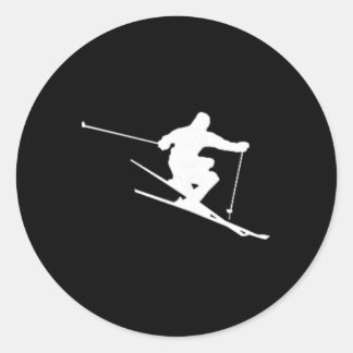 Sticker Rond Minimalist Skier Freestyle Skiing Apres Ski Winter