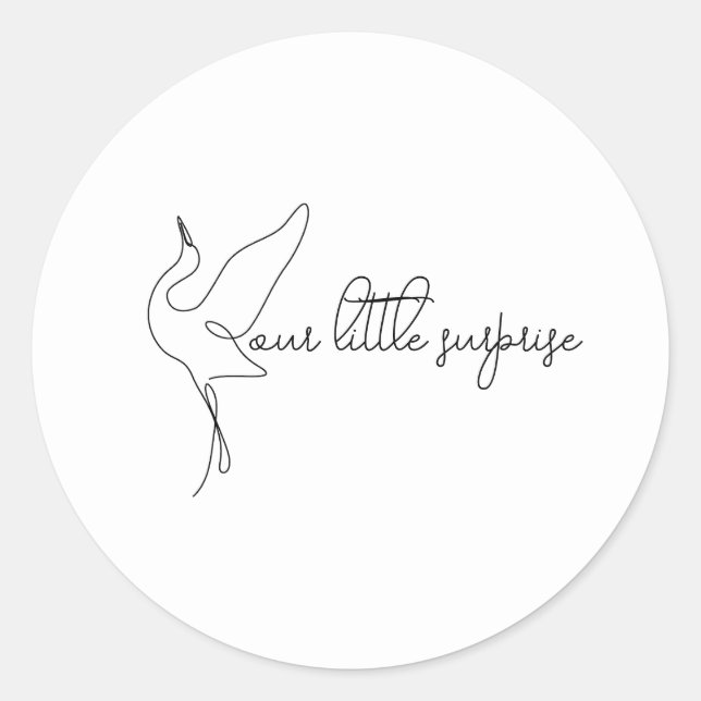 Sticker Rond Minimalist Stork Neutral Baby Shower (Devant)