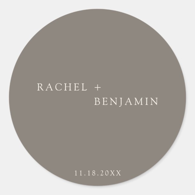 Sticker Rond Minimalist Traditional Simple Taupe Ivory wedding  (Devant)
